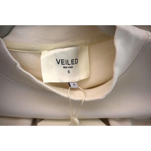 VEILED New York Women's Sz S Ivory Mock Neck Lounge Sweatshirt - Picture 9 of 13